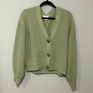 H&M Button-Front Cardigan Sweater Green Size XS